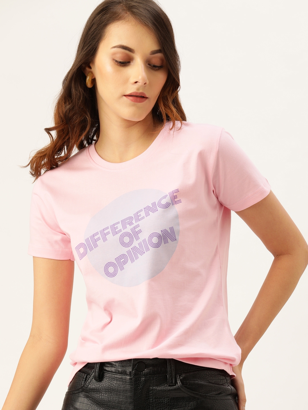 Difference of Opinion | Difference of Opinion Women Pink Typography Printed T-Shirt