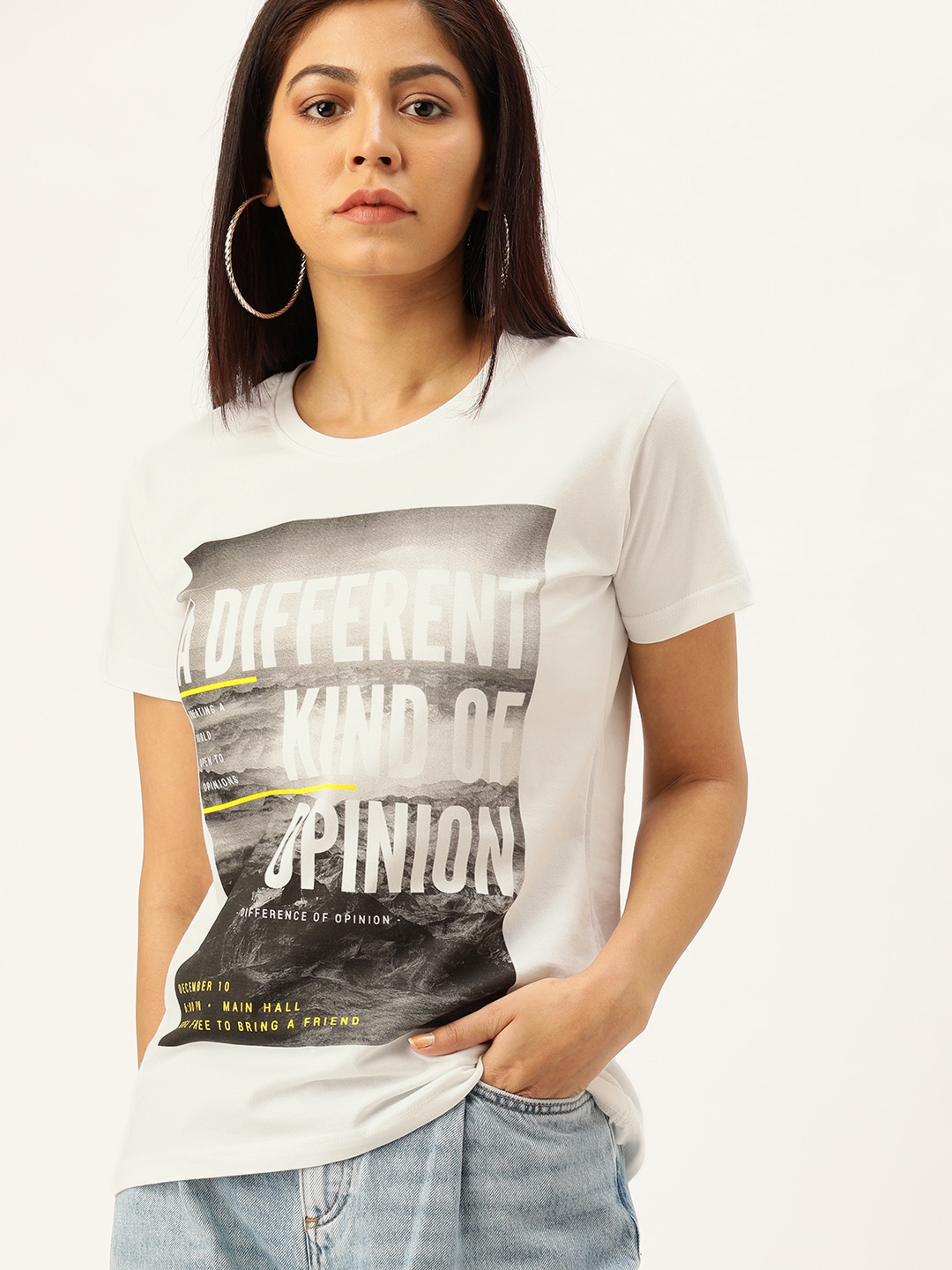 Difference of Opinion | Difference of Opinion Women White Typography Printed T-Shirt