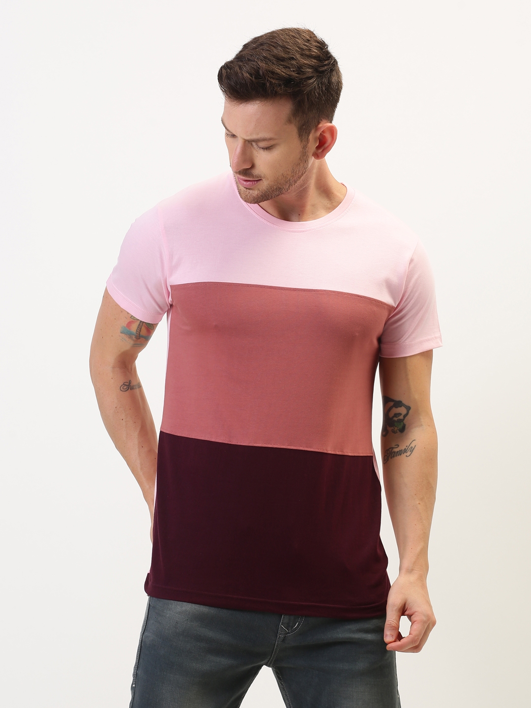 Dillinger | Dillinger Pink Colourblock T-Shirt