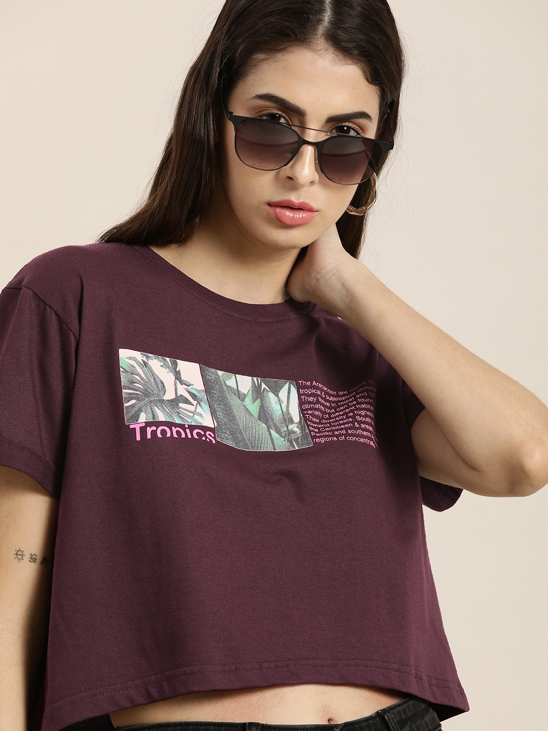 Dillinger | Dillinger Women Maroon Graphic Printed T-Shirt