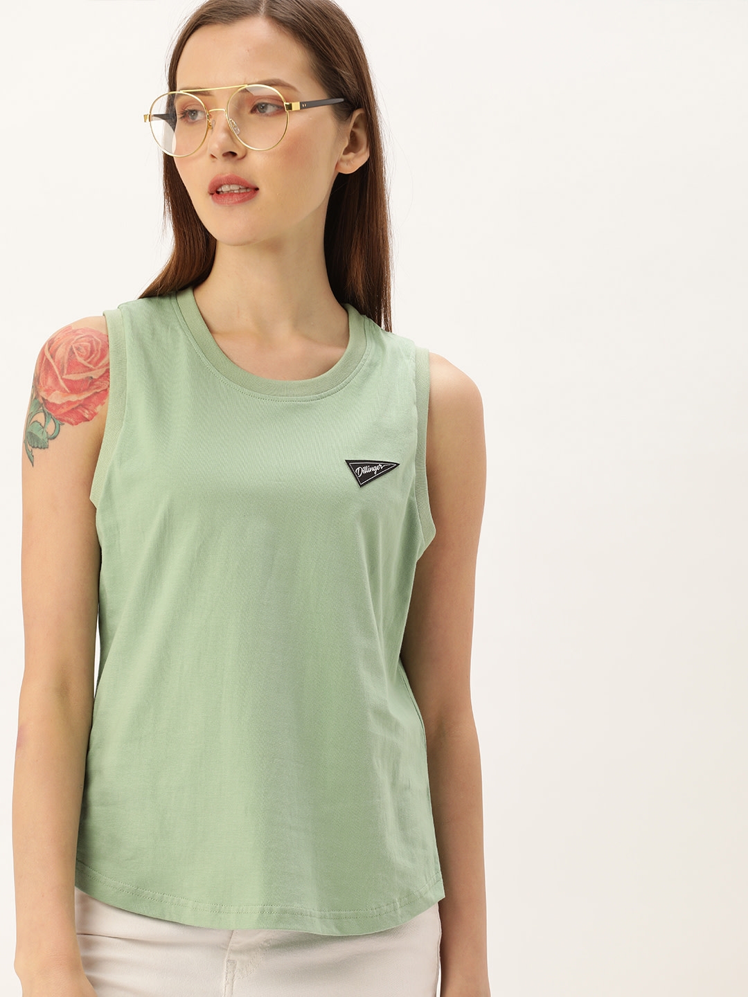 Dillinger | Dillinger Green Solid Tank Top T-Shirt