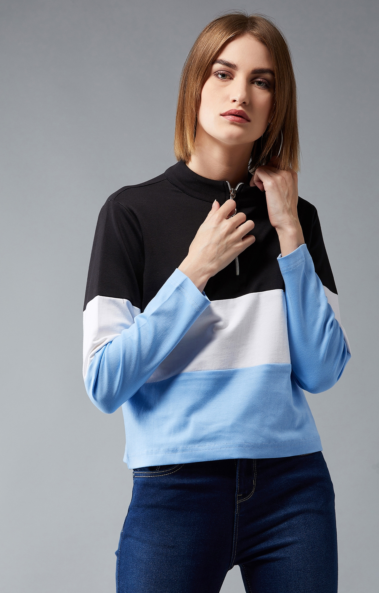 Dolce Crudo | Dancy Drew Colourblock Sweatshirt Multicolor-Base Blue