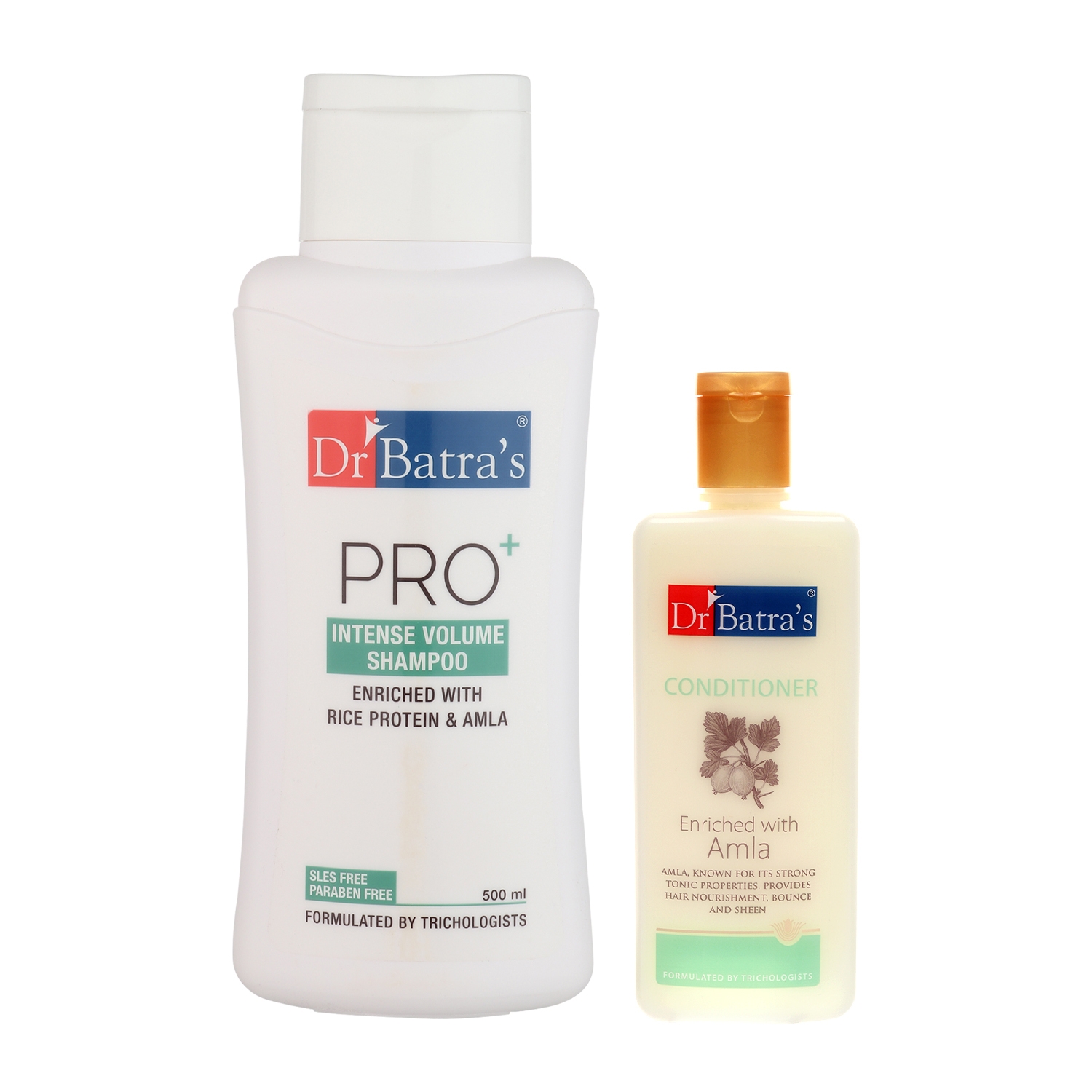 Dr Batra's | Dr Batra's Pro+Intense Volume Shampoo 500 ml and Conditioner 200 ml (Pack of 2 Men and Women) 