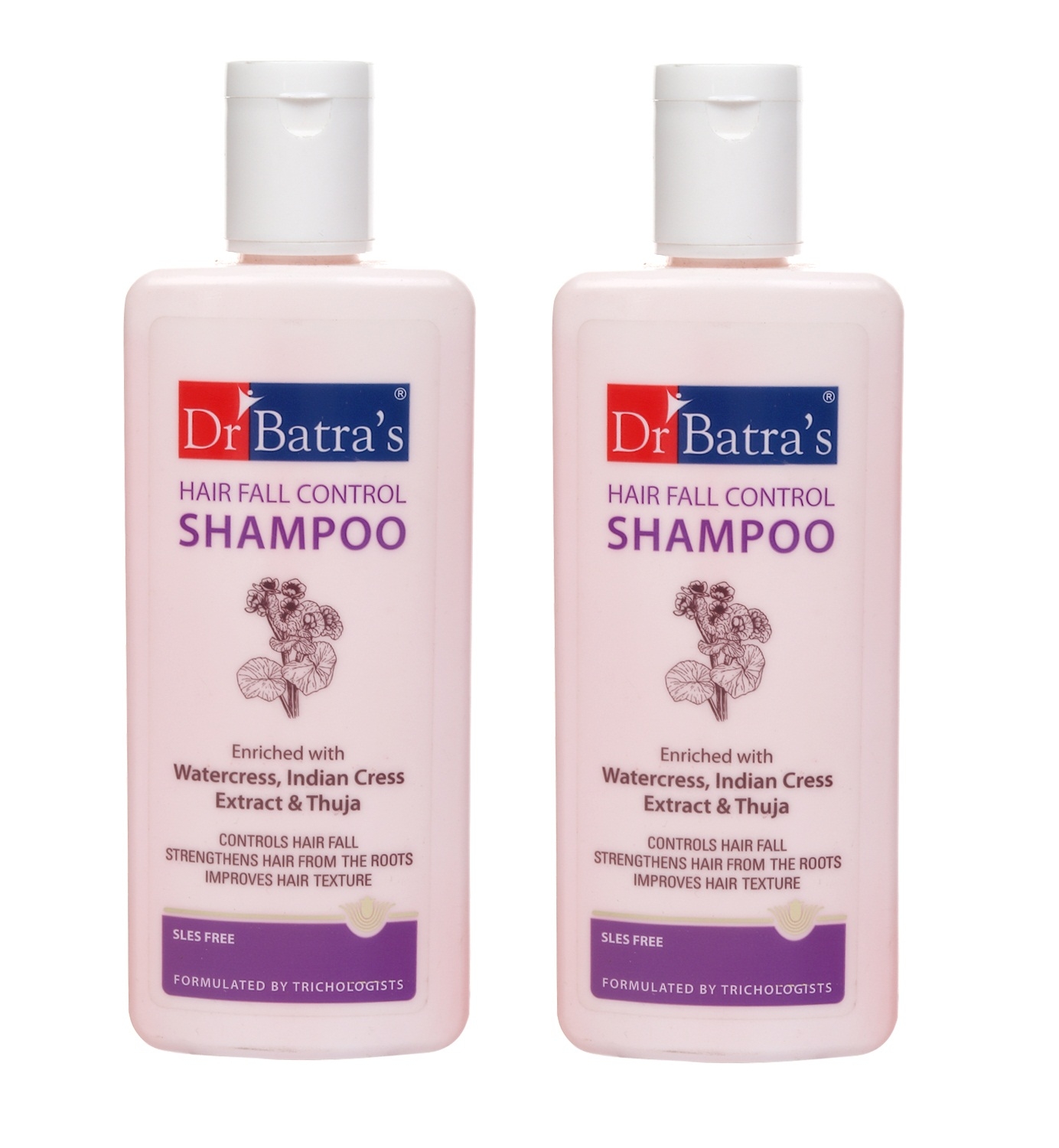 Dr Batra's | Dr Batra's Hair Fall Control Shampoo Enriched With Watercress, Indian Cress extract and Thuja - 200 ml (Pack of 2)