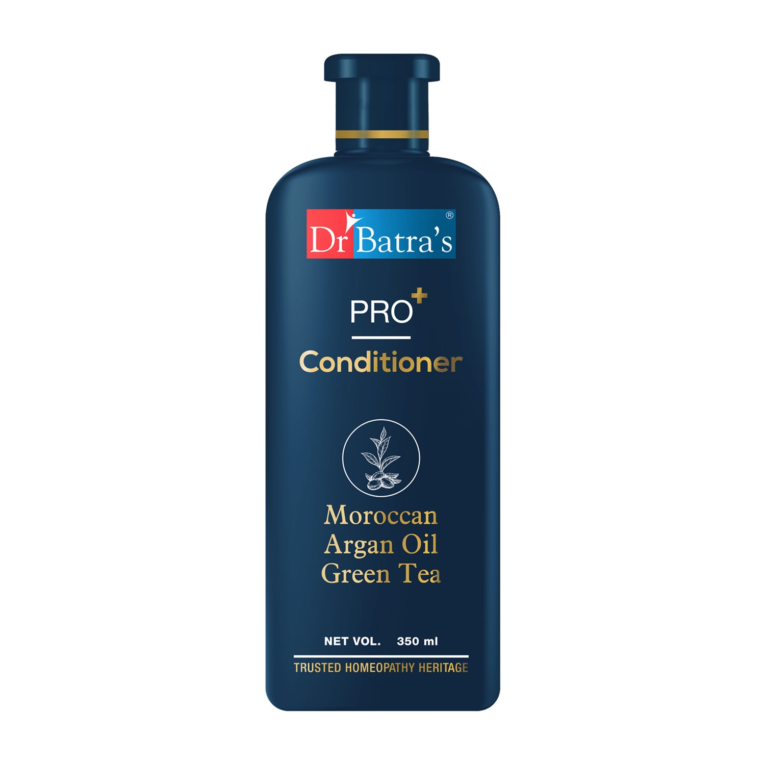 Dr Batra’s® PRO+ Conditioner. Contains Moroccan Argan Oil, Green Tea, Castor Oil, Horsetail plant, Thuja Extracts. Sulphate, Paraben, Silicone Free. Suitable for men and women. 350 ml