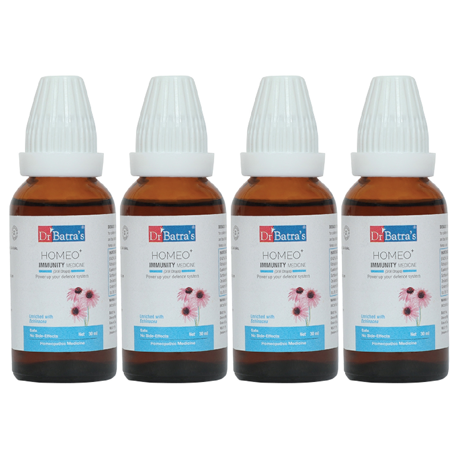 Dr Batra's | Dr Batra's Homeo+ Immunity Medicine Oral Drops|Scientific & Natural |Stay Home, Stay Safe - 30 ml (Family Pack of 4)