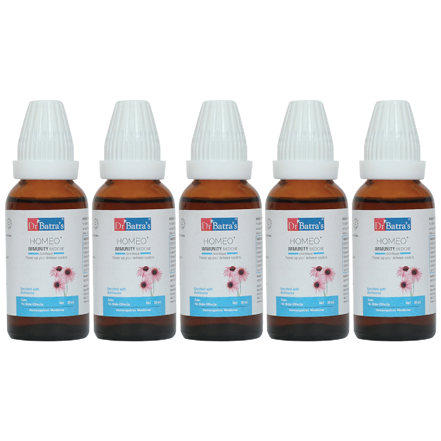 Dr Batra's | Dr Batra's Homeo+ Immunity Medicine Oral Drops|Scientific & Natural |Stay Home, Stay Safe - 30 ml (Family Pack of 5)
