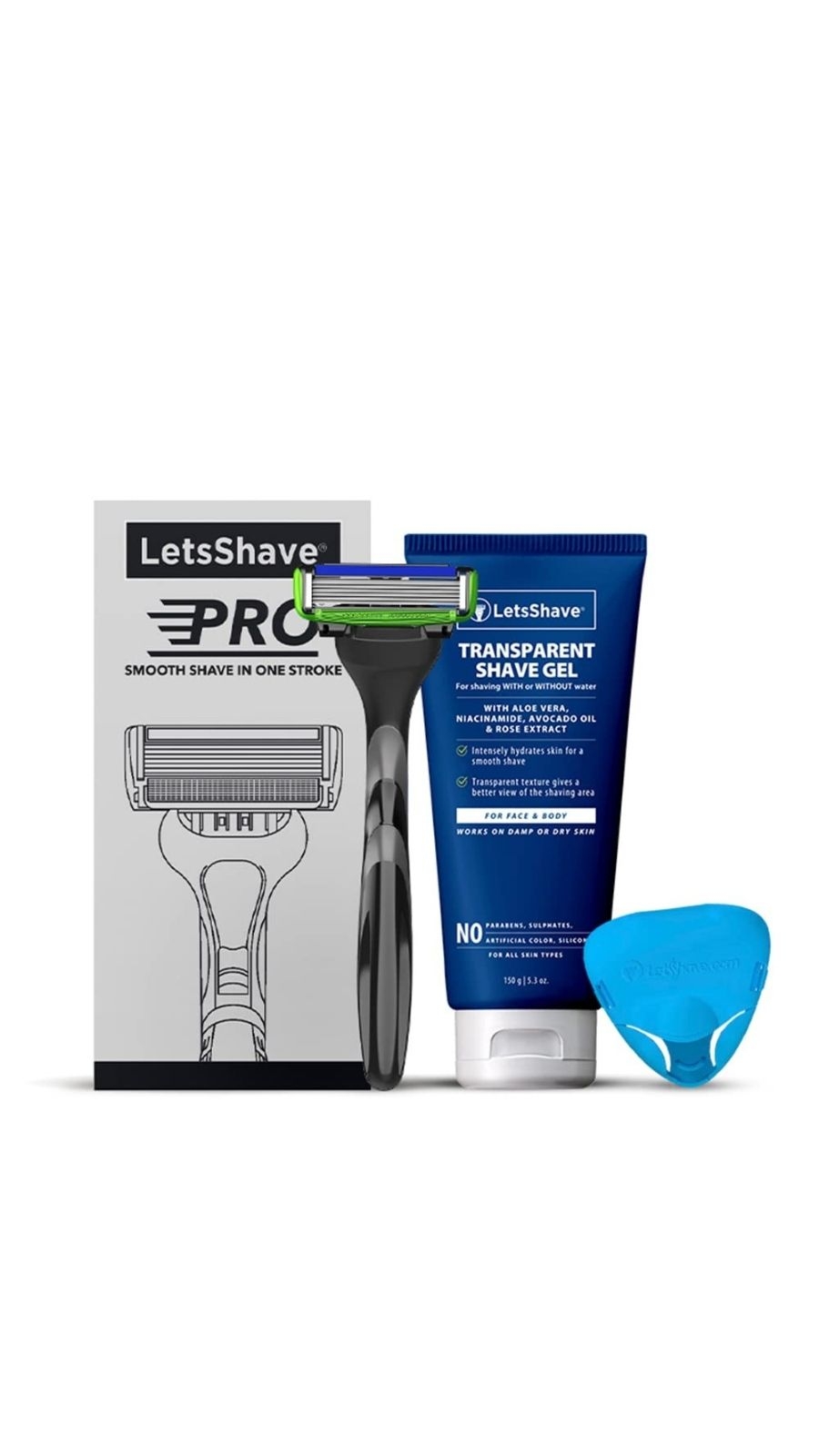 LetsShave | LetsShave Pro 6 Sensitive Razor Trial Kit for Men - Pro 6 Sensitive Blade + Razor Handle + Shave Gel