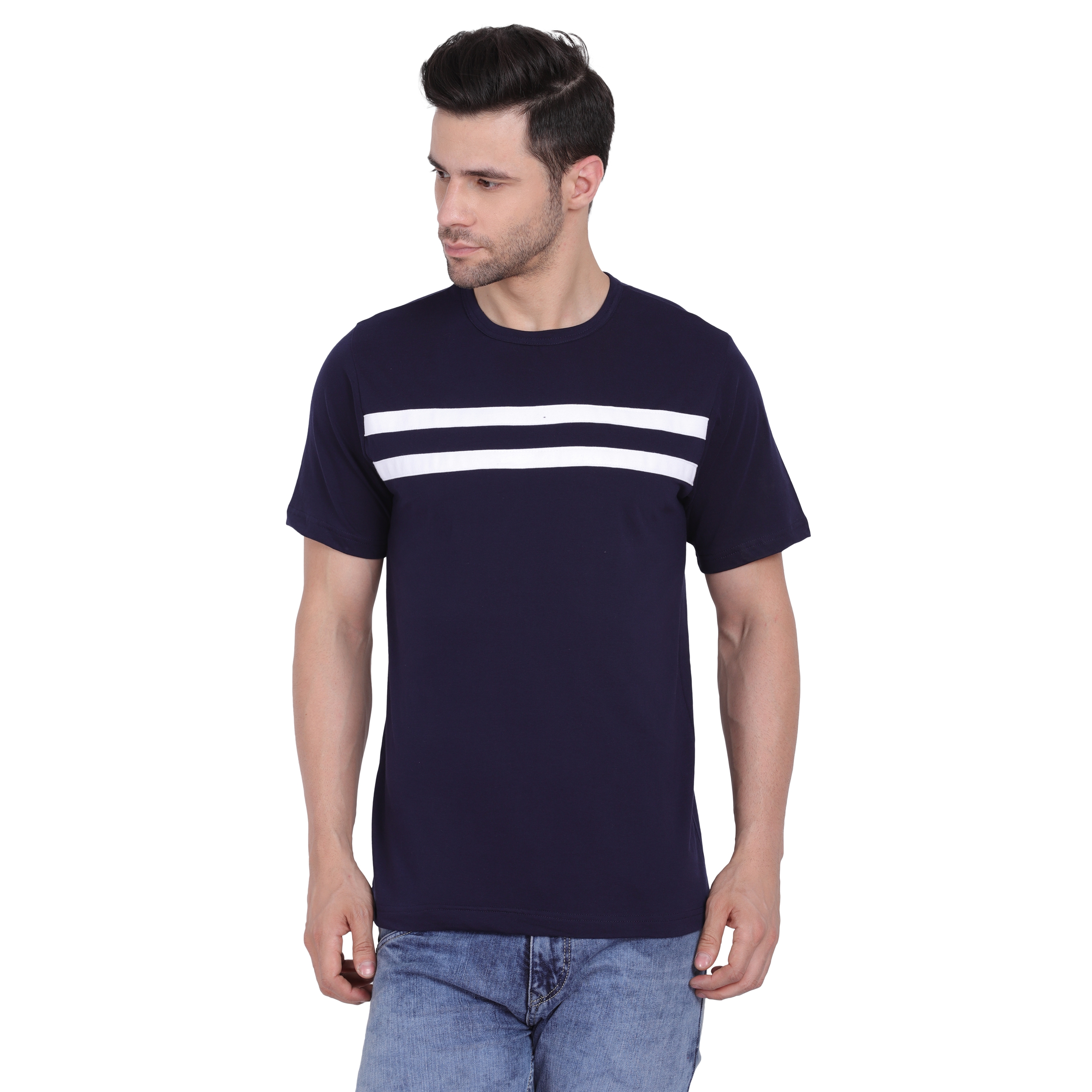 Styvibe | Styvibe Men With Contrast Detail Round Neck Half Sleeve T-Shirt