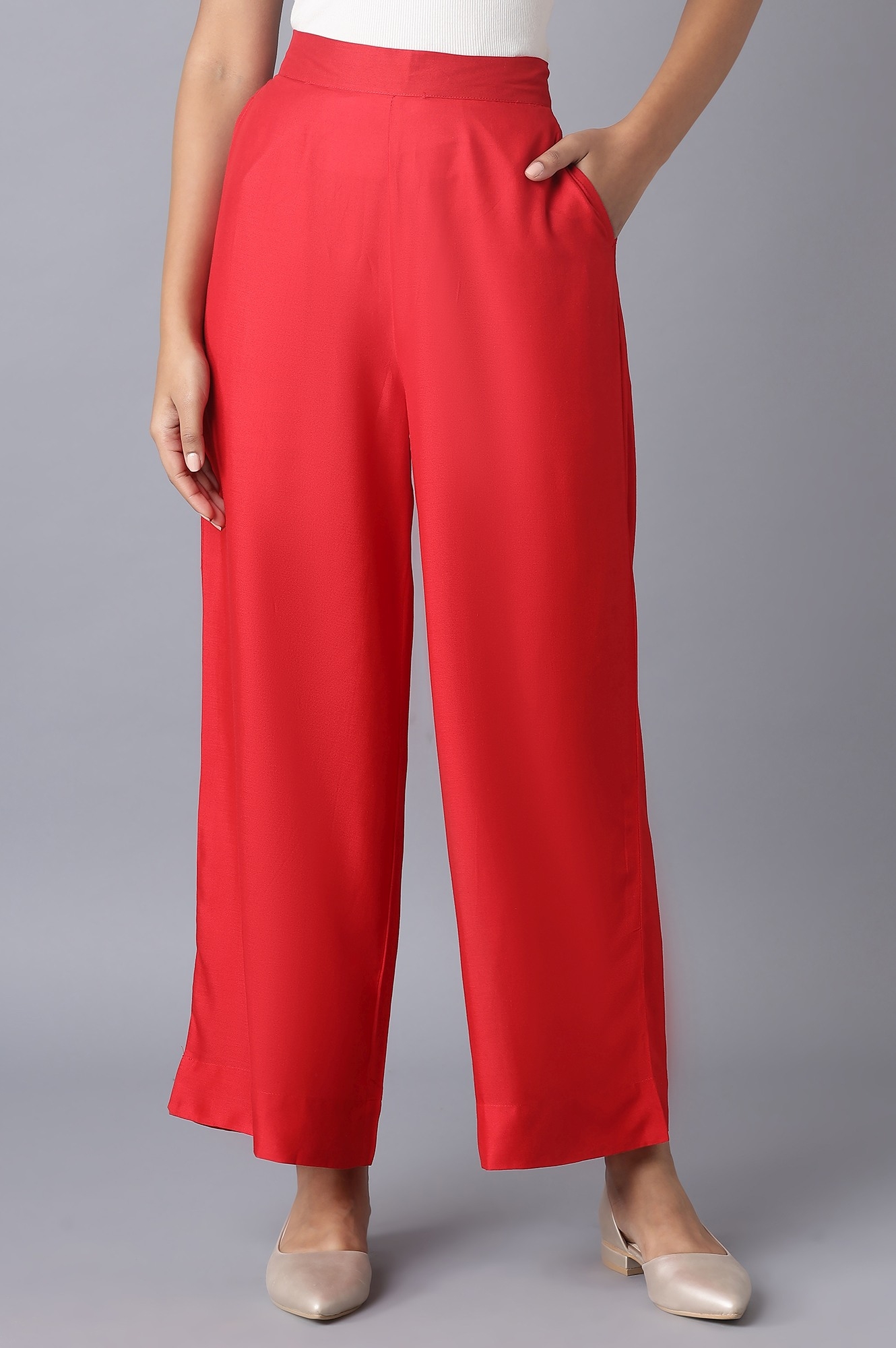 Red Basic Trousers