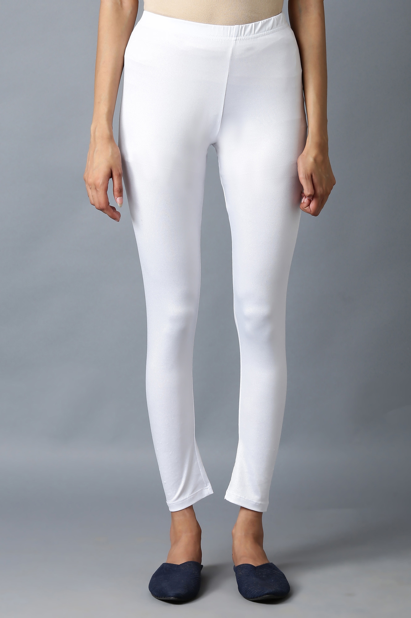 Shimmer White Snug Fit Tights