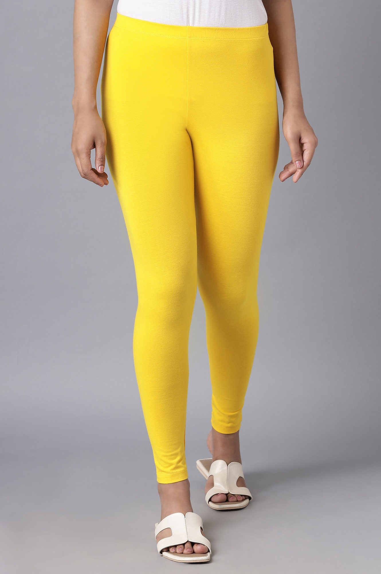 Elleven | Yellow Cotton Lycra Tights