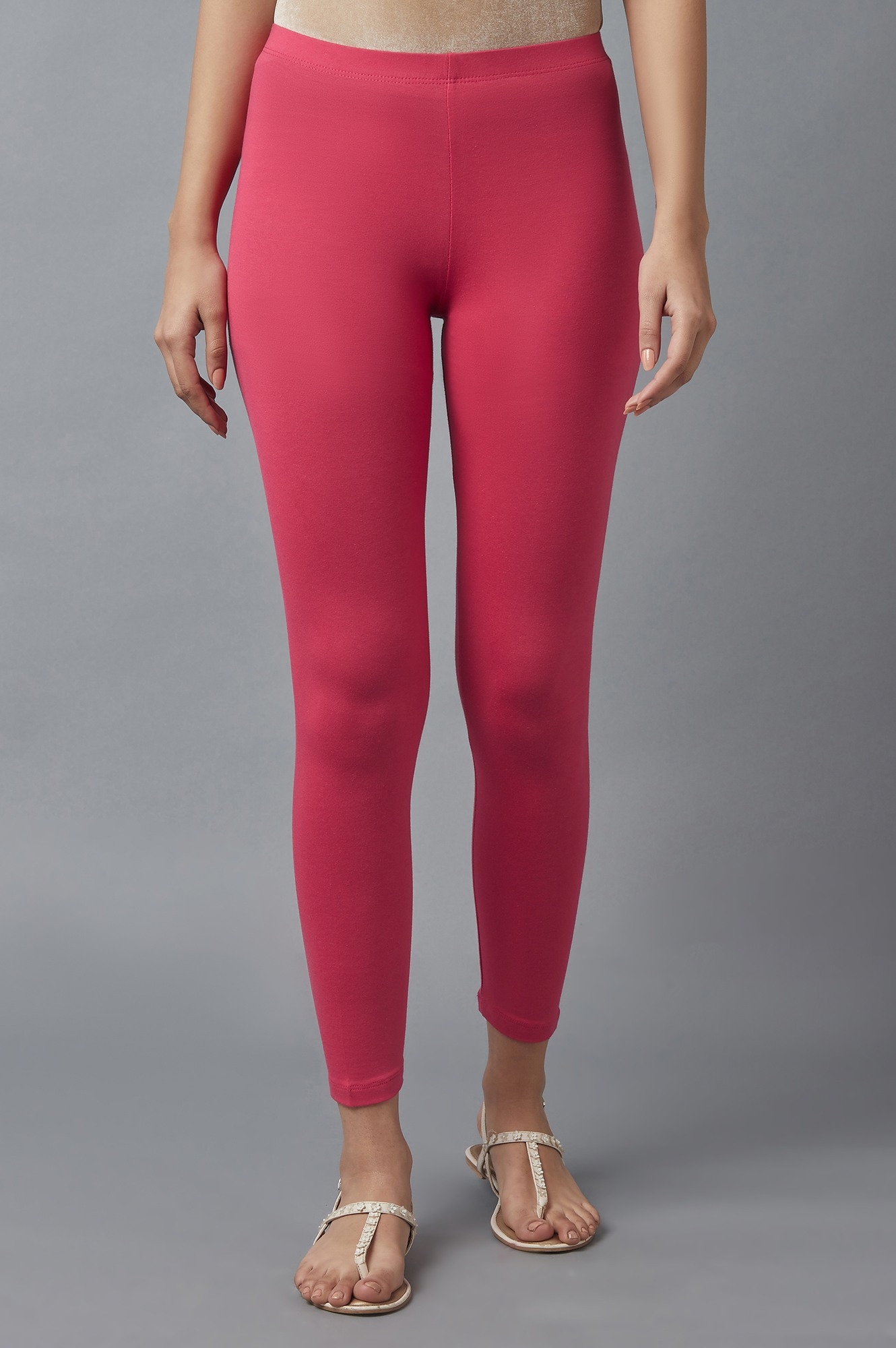 Elleven | Pink Cotton Lycra Cropped Tights