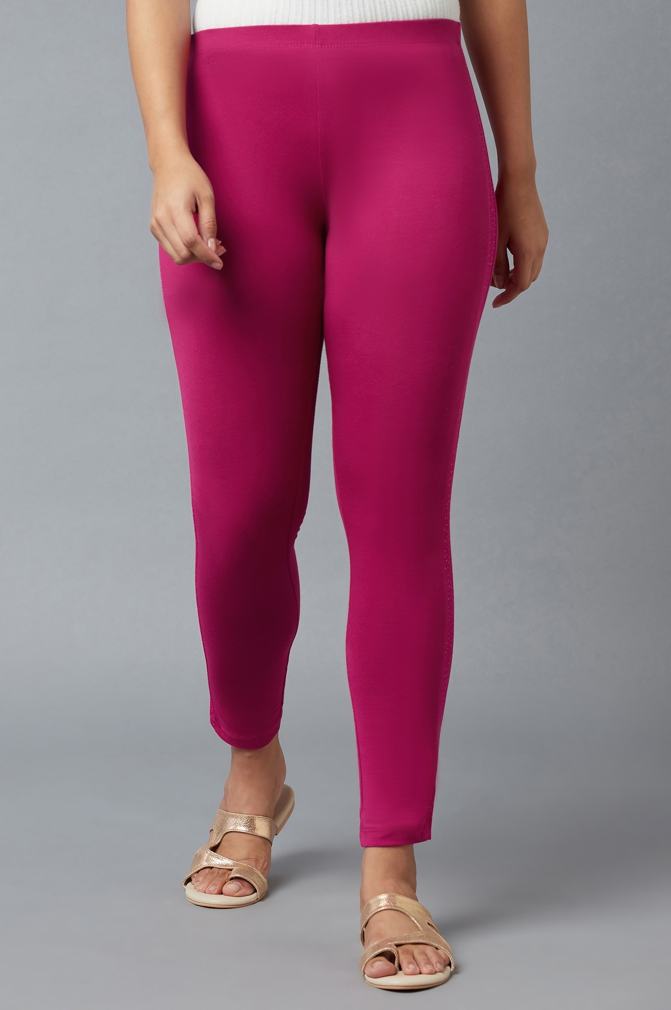 Elleven | Pink Cotton Lycra Tights For Women