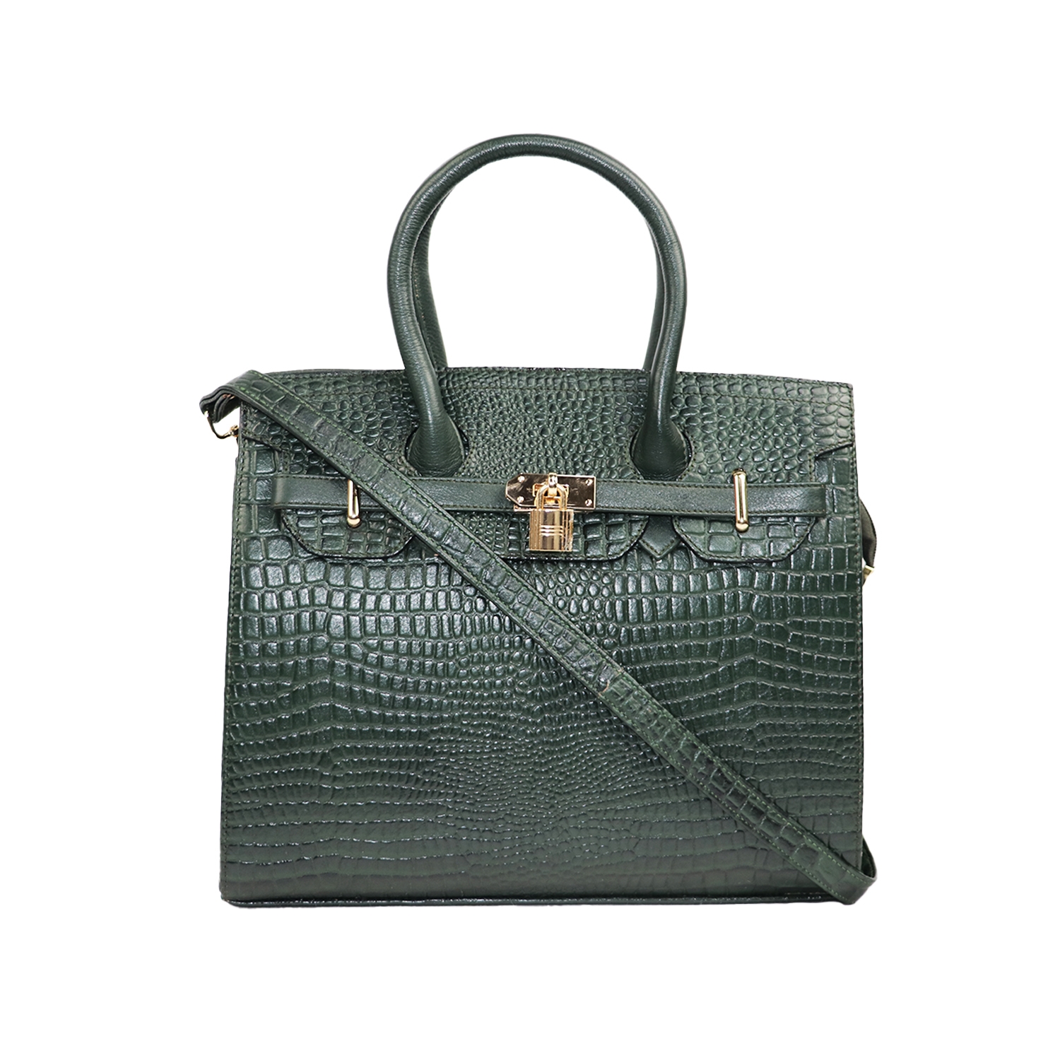 EMM | Women's Leather Crocodile Handbag Crossbody Bag for Women | Green