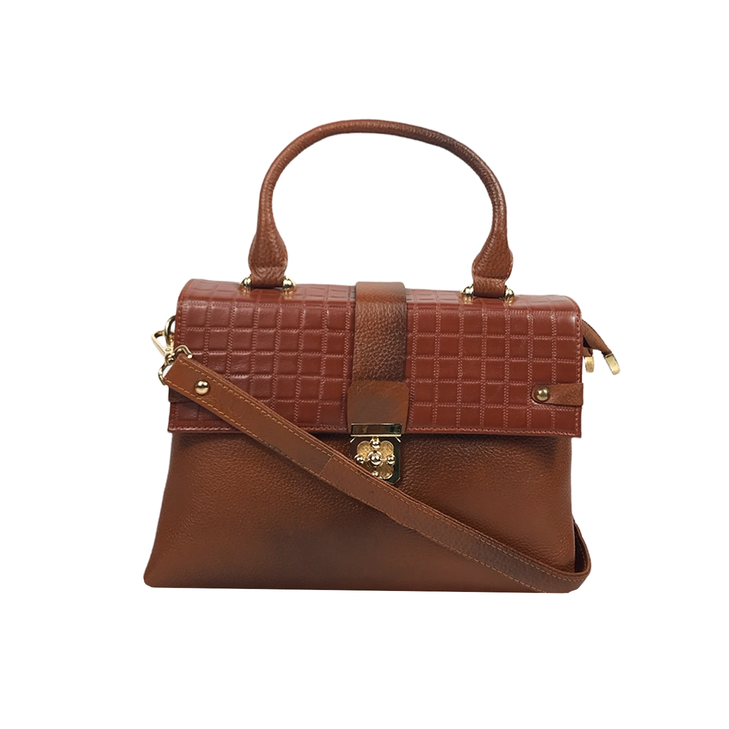 Bag with Crocodile Pattern | Brown Satchel