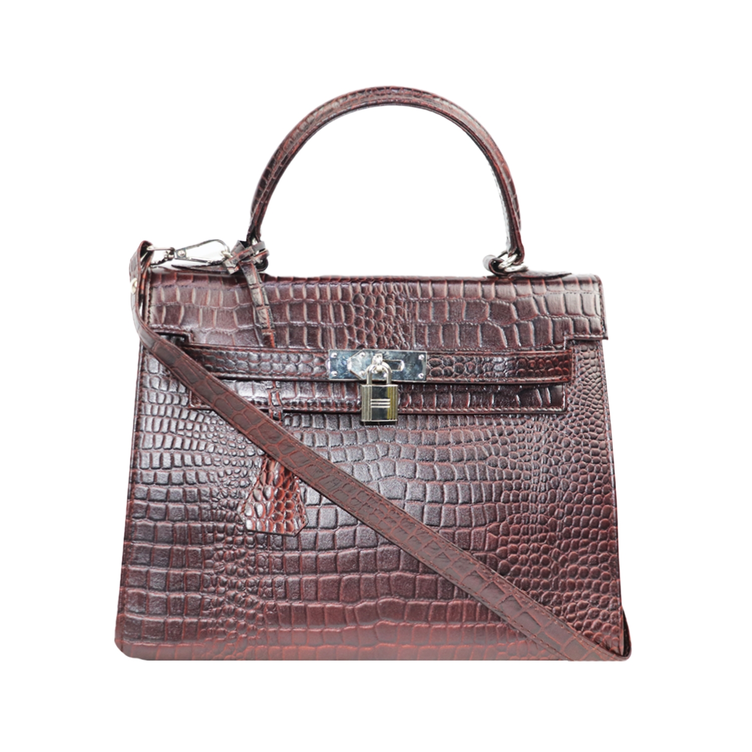 Designer Dark Brown cute handbag with unique lock