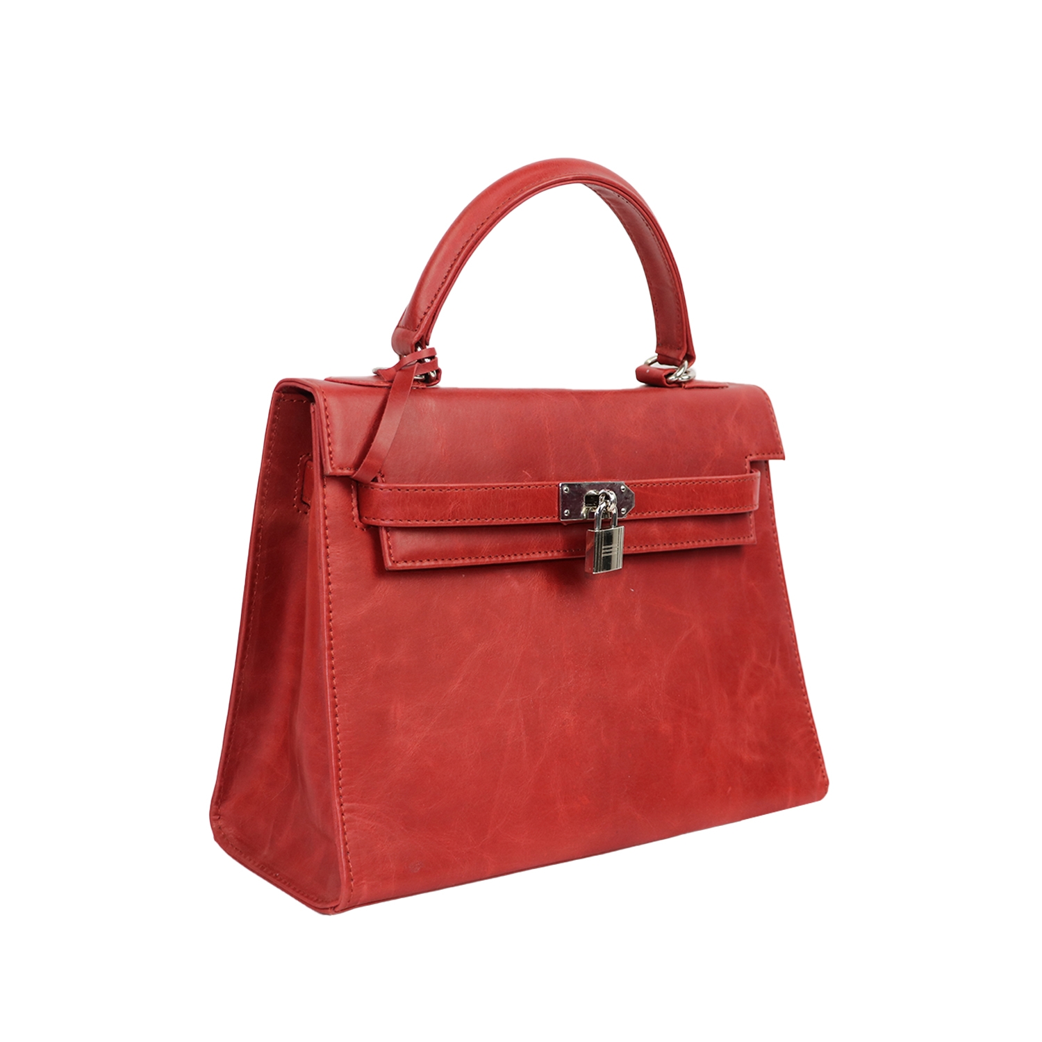 Designer red cute handbag with unique lock