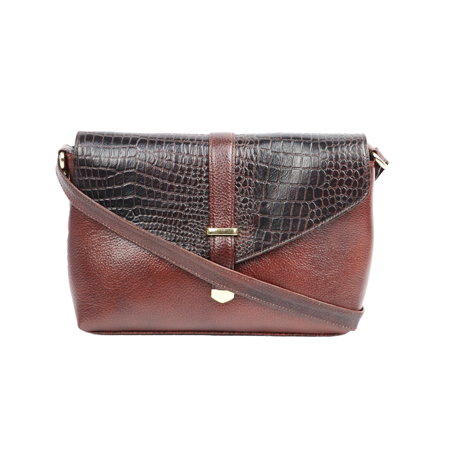 EMM | Fashion Crossbody Satchel Handbag | Crocodile Shoulder Bag | Dark Brown