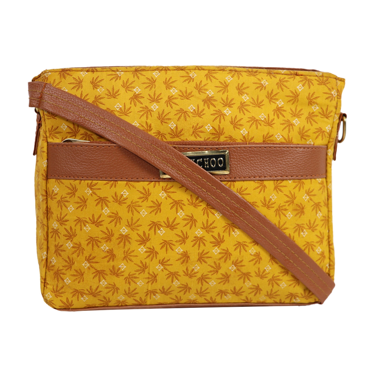EMM | Yellow Ethnic Embellished Structured Sling Bag