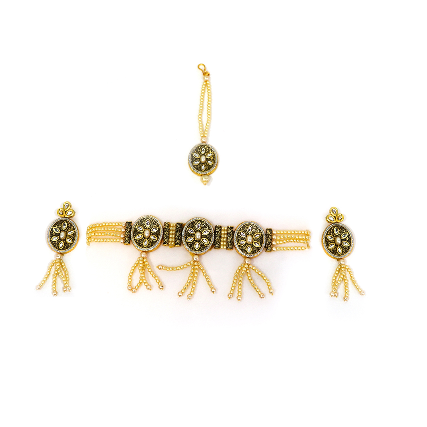 EMM | EMM's Golden Kundan Choker Necklace Set