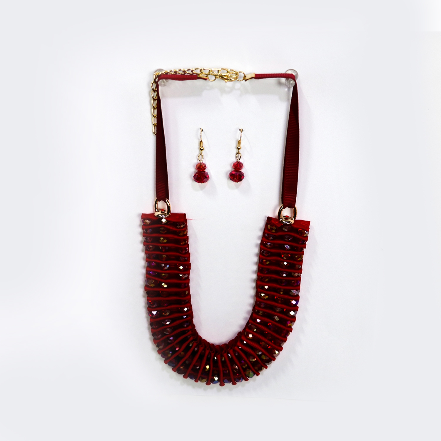 EMM | EMM's Pearl Studded Red Necklace Set For Women/Girls