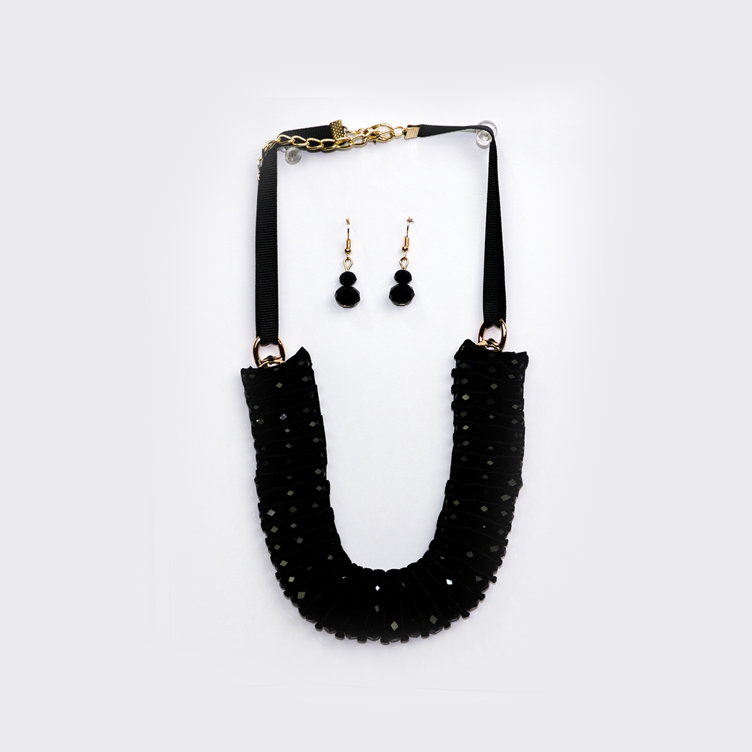 EMM | EMM's Pearl Studded Black Necklace Set For Women And Girls