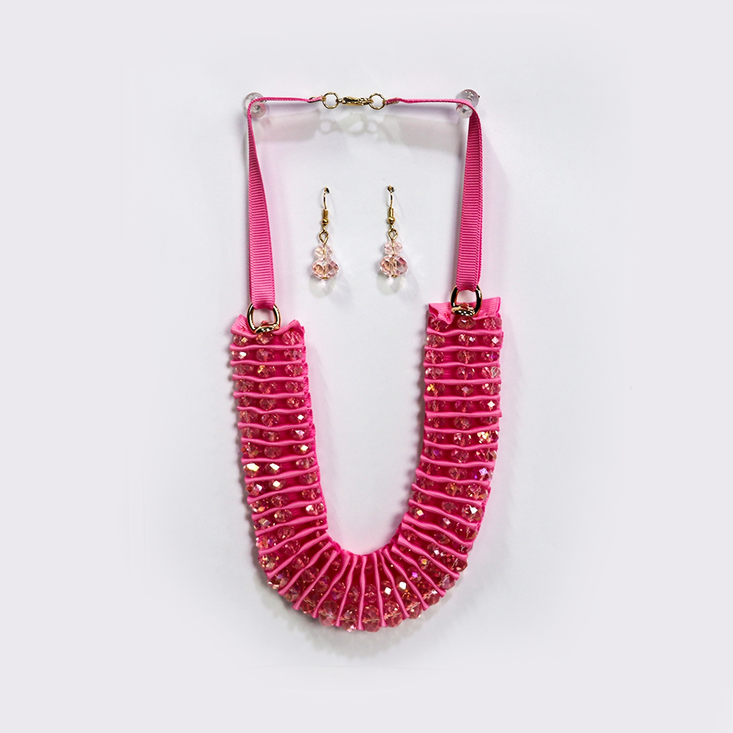 EMM | EMM's Pearl Studded Pink Necklace Set For Women/Girls