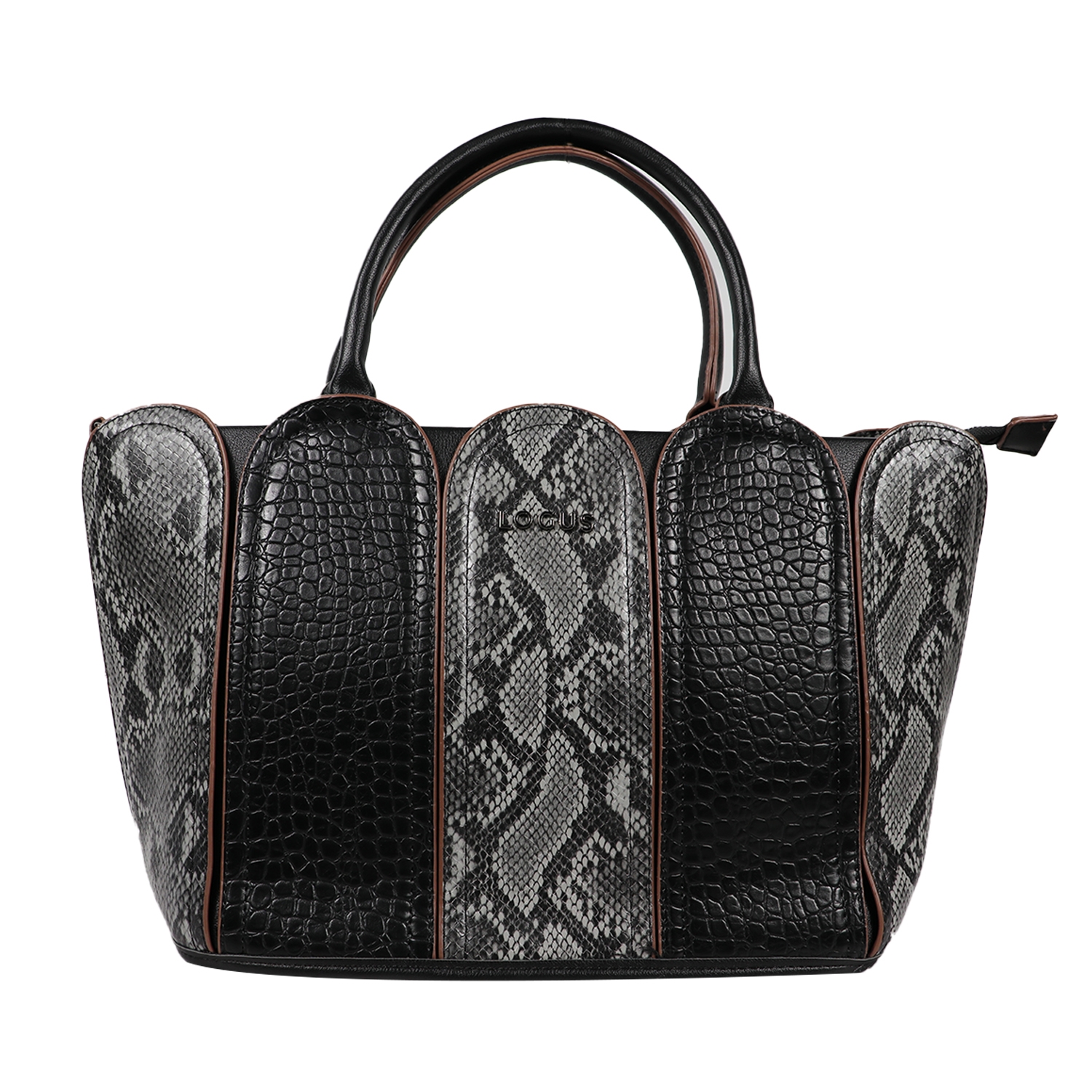 Women Black Textured Leather Laptop Handbag with wallet 
