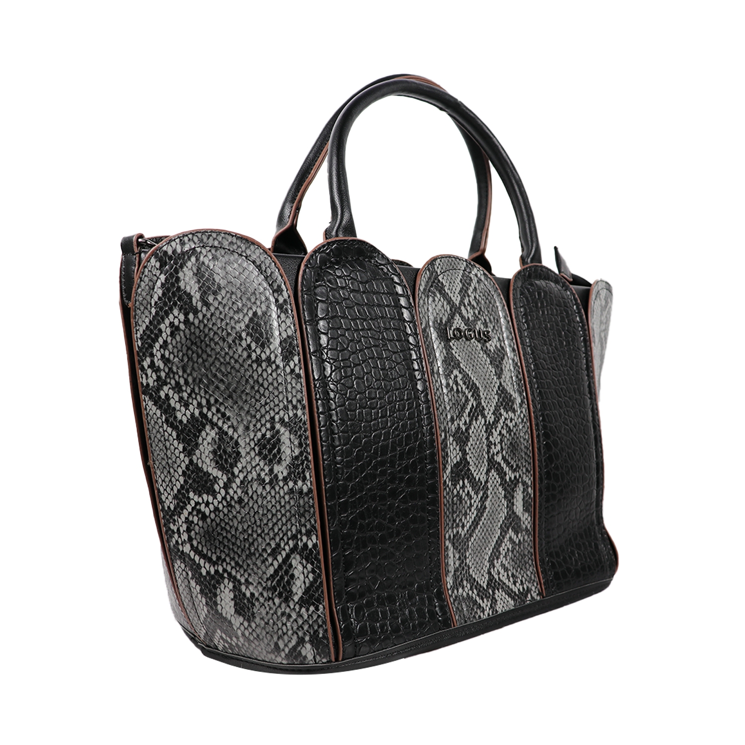 Women Black Textured Leather Laptop Handbag with wallet 
