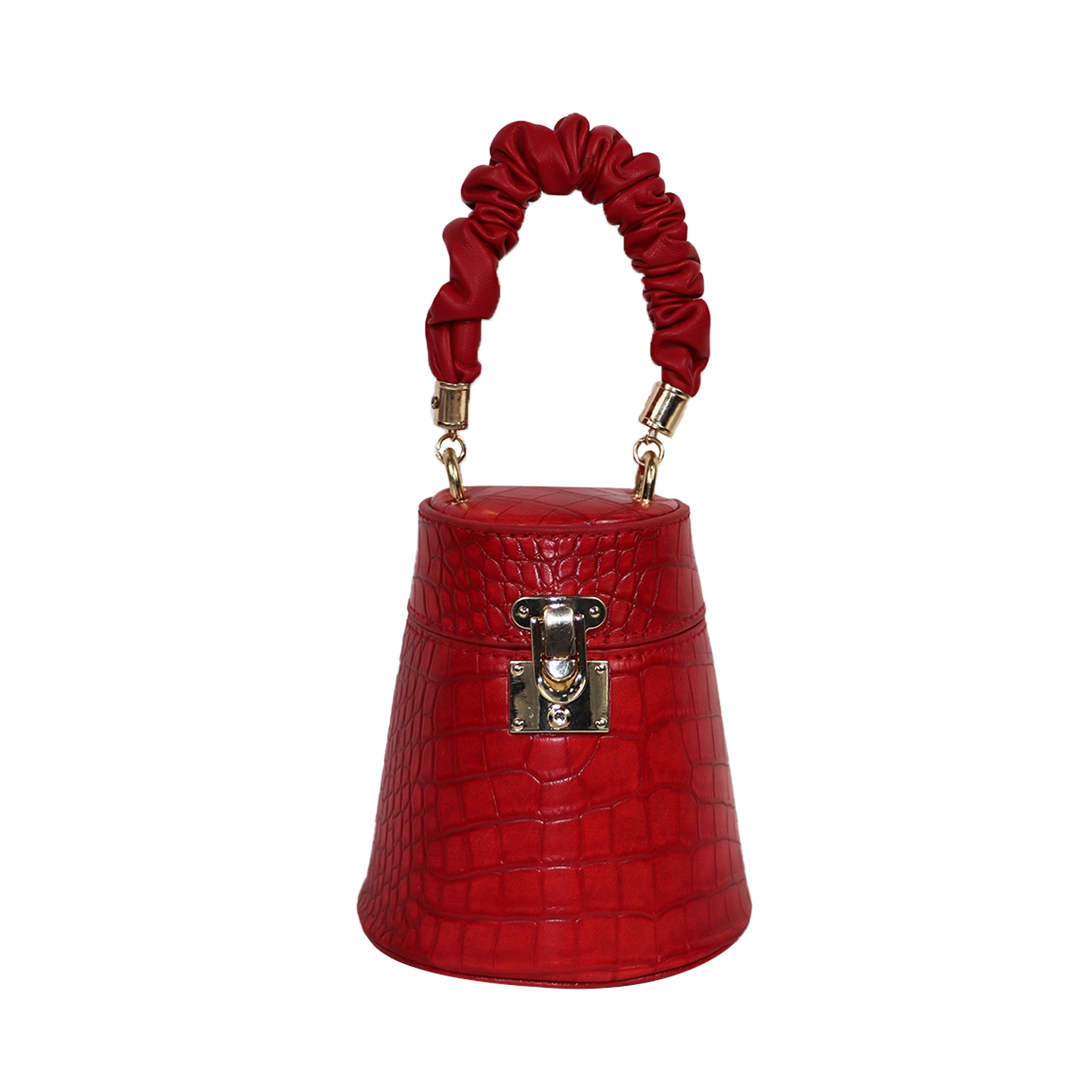 EMM | Women Red Quilted Round Solid Bag with chain 
