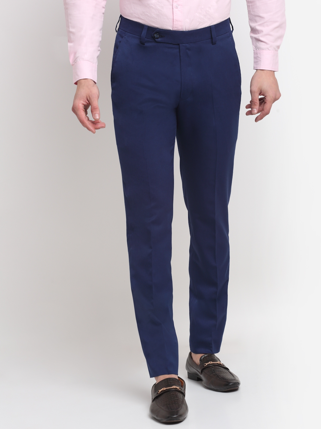 Men's Blue Classic Slim Fit Comfortable Formal Trousers