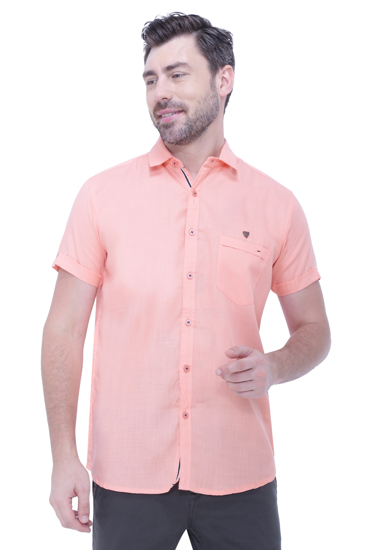 Kuons Avenue | Kuons Avenue Men's Linen Blend Half Sleeves Casual Shirt-KACLHS1234