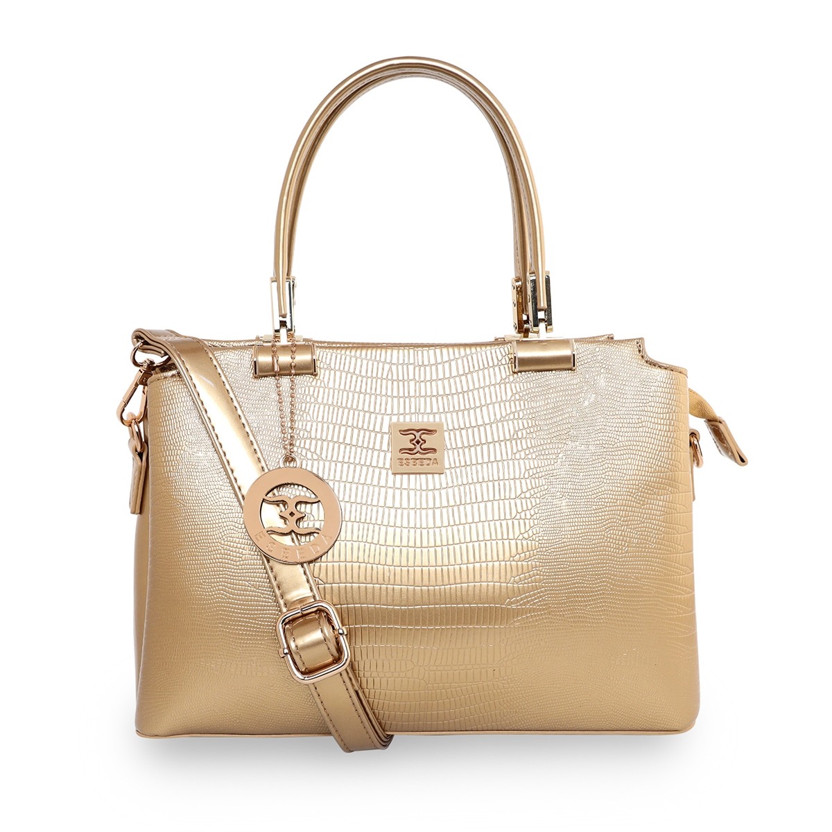 ESBEDA | ESBEDA Gold Color Solid Emoboss pattern Glossy Handbag For Women