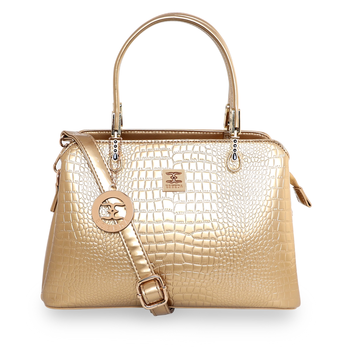 ESBEDA | ESBEDA Gold Color Solid Emoboss pattern Glossy Handbag For Women