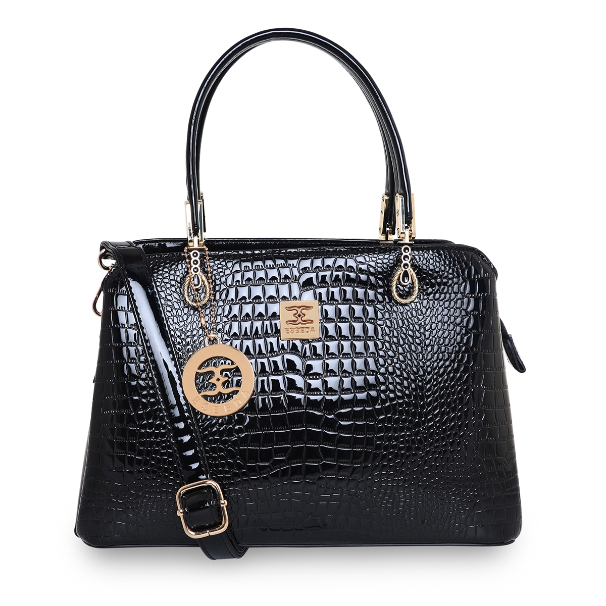 ESBEDA | ESBEDA Black Color Solid Emoboss pattern Glossy Handbag For Women