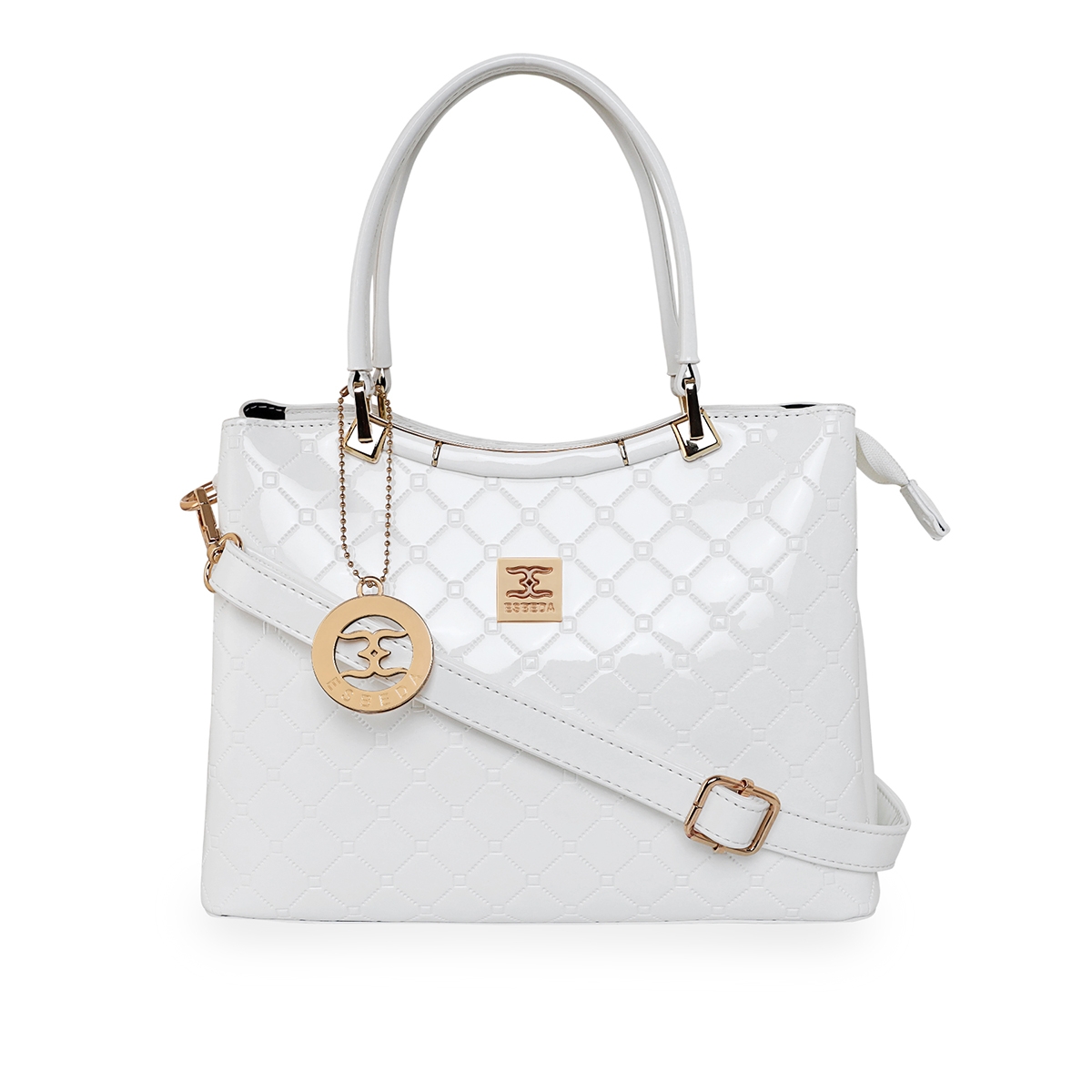 ESBEDA | ESBEDA White Colour Glossy Handbag for Women