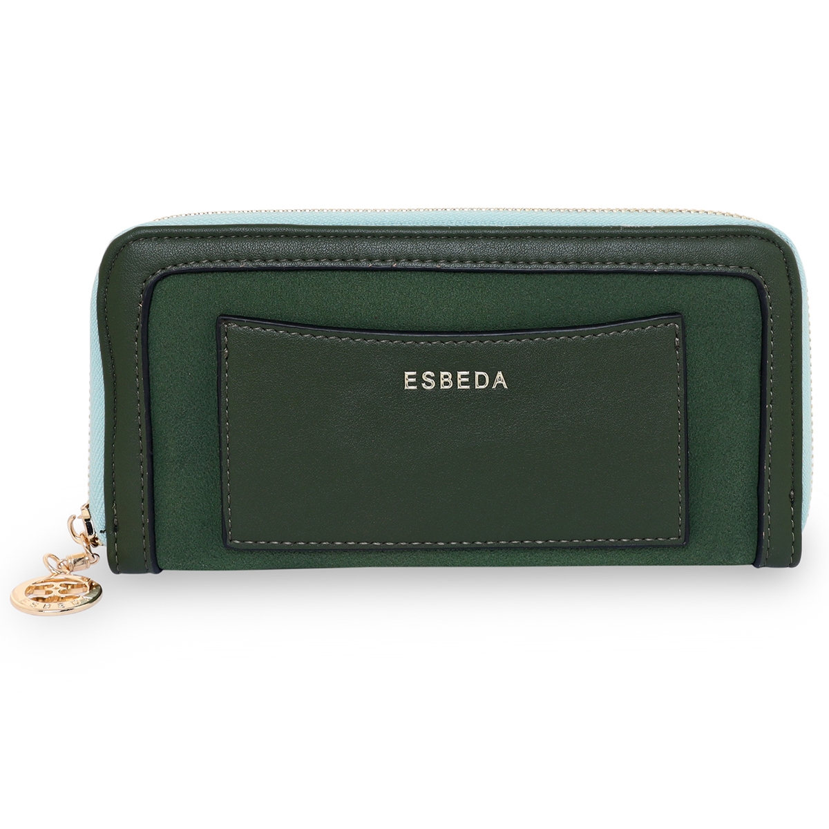 ESBEDA | ESBEDA Green Color Soft Suede Wallet For Women's- Large