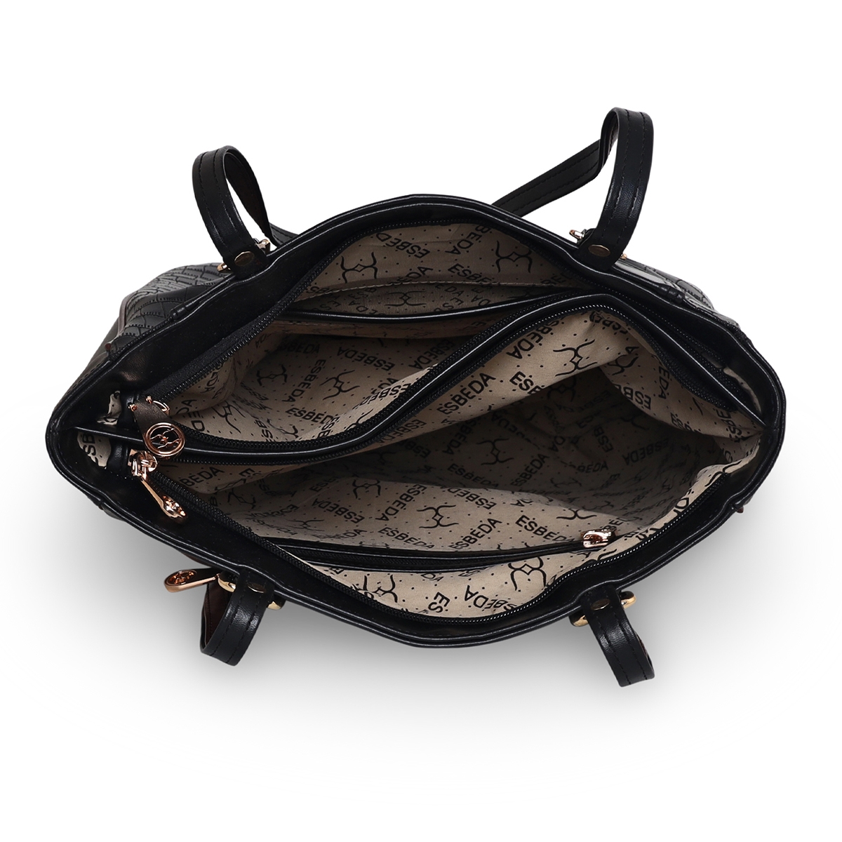 Women's Black PU Solid Handbags