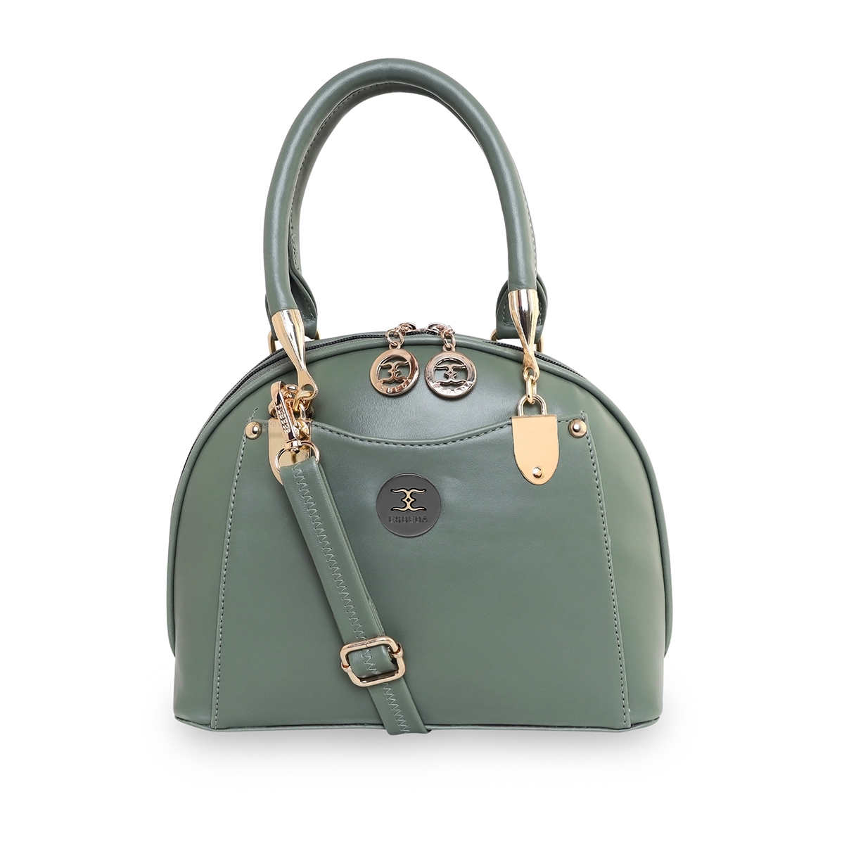 ESBEDA | ESBEDA Olive Color Solid Pattern D Shape Handbag For Women