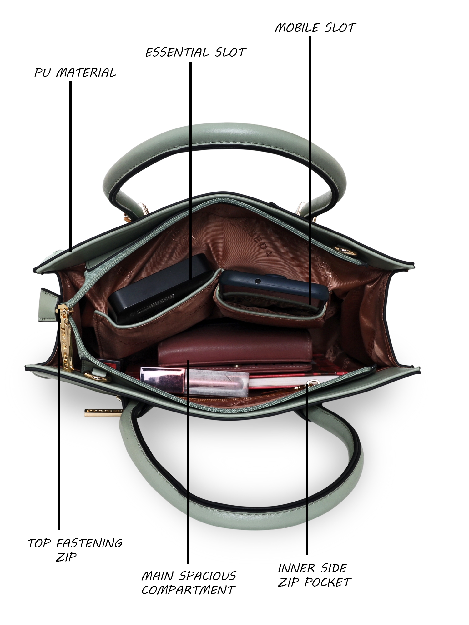 ESBEDA | ESBEDA Pista Color Solid Pattern Top Handle handbag For Women 3
