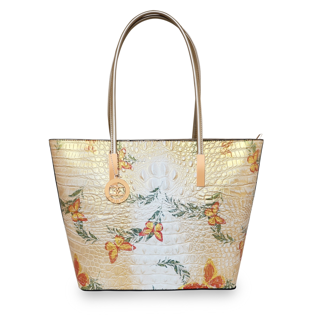 ESBEDA | ESBEDA Gold Color Crocodile Pattern Printed Handbag For Women