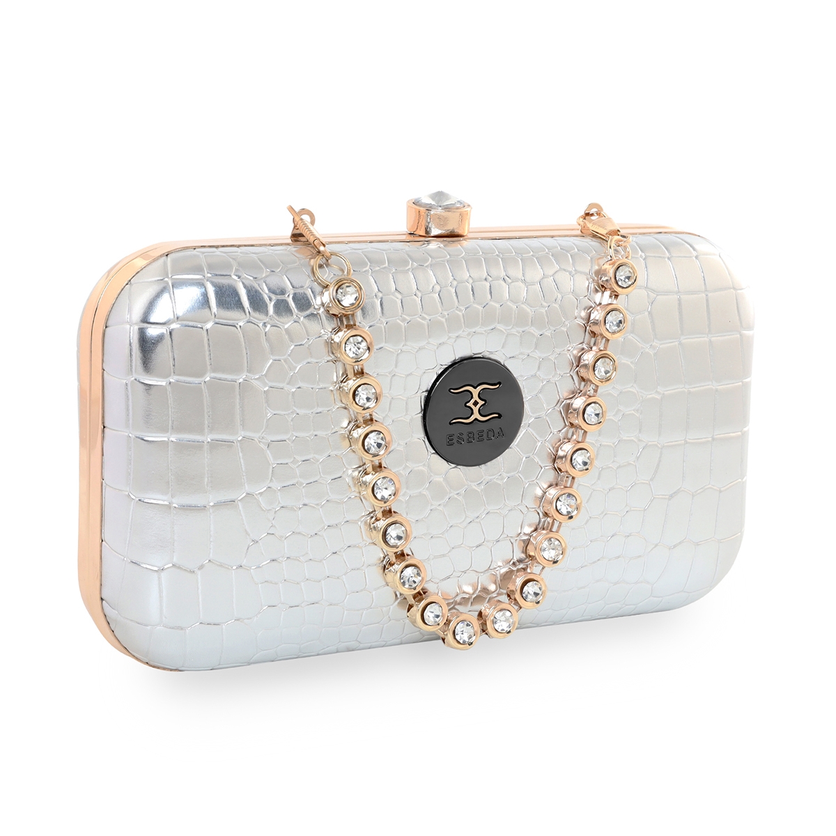 Women's Silver PU Solid Clutches