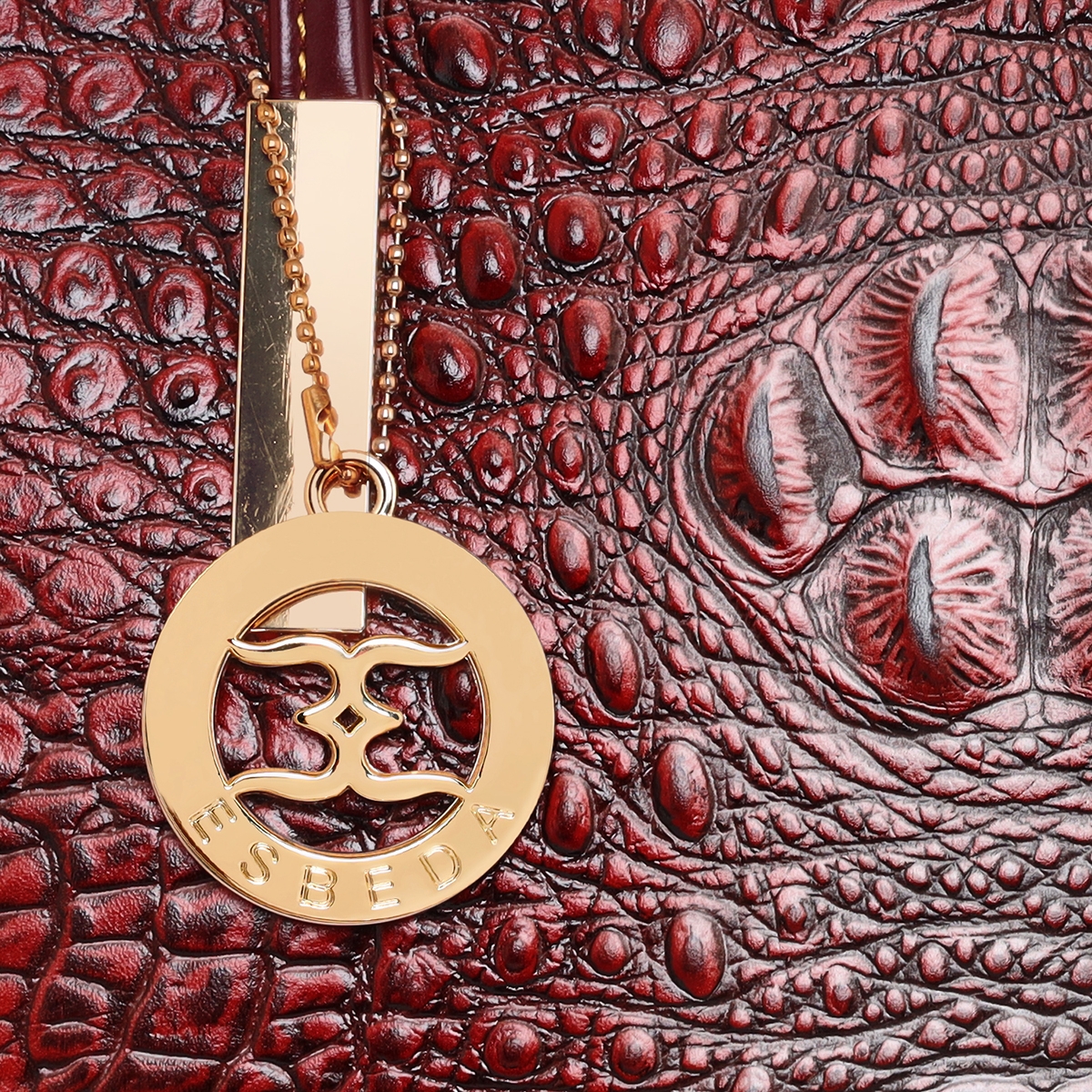 ESBEDA | ESBEDA Blood Red Color Crocodile Pattern Printed Handbag For Women 6