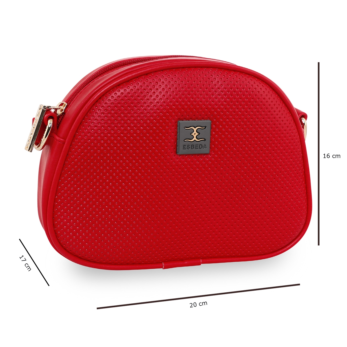 ESBEDA | ESBEDA Red Color D shape Tiny Dots Sling Bag For Womens 1