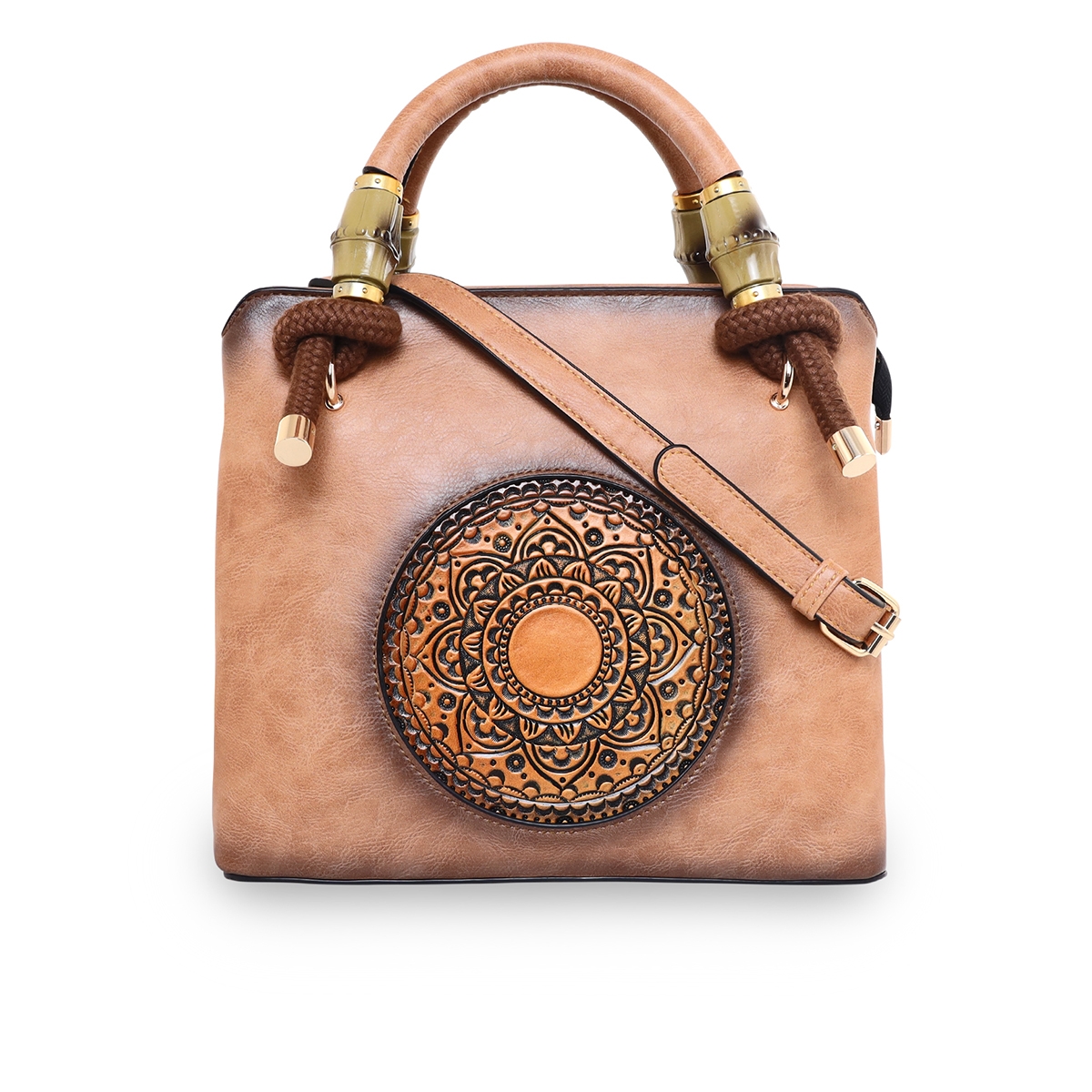 ESBEDA | ESBEDA Beige Color Vintage Floral Artisan PU handbag For Womens