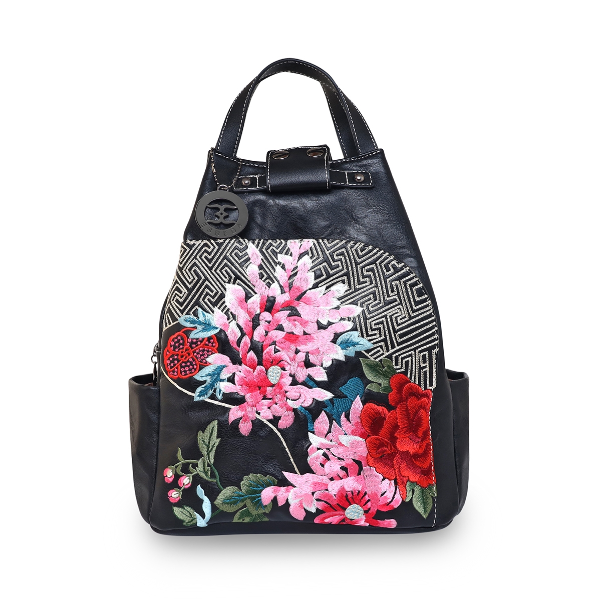 ESBEDA | ESBEDA Black Color Floral Embroidery Backpack Cum Handbag For Women