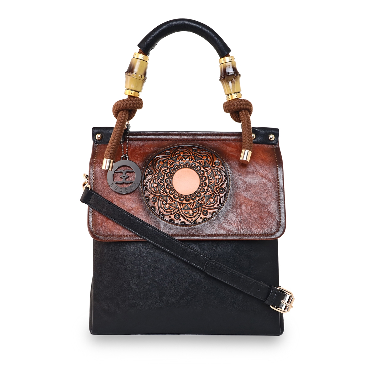 ESBEDA | ESBEDA Black Color Vintage Embossed Graphic Handbag For Women