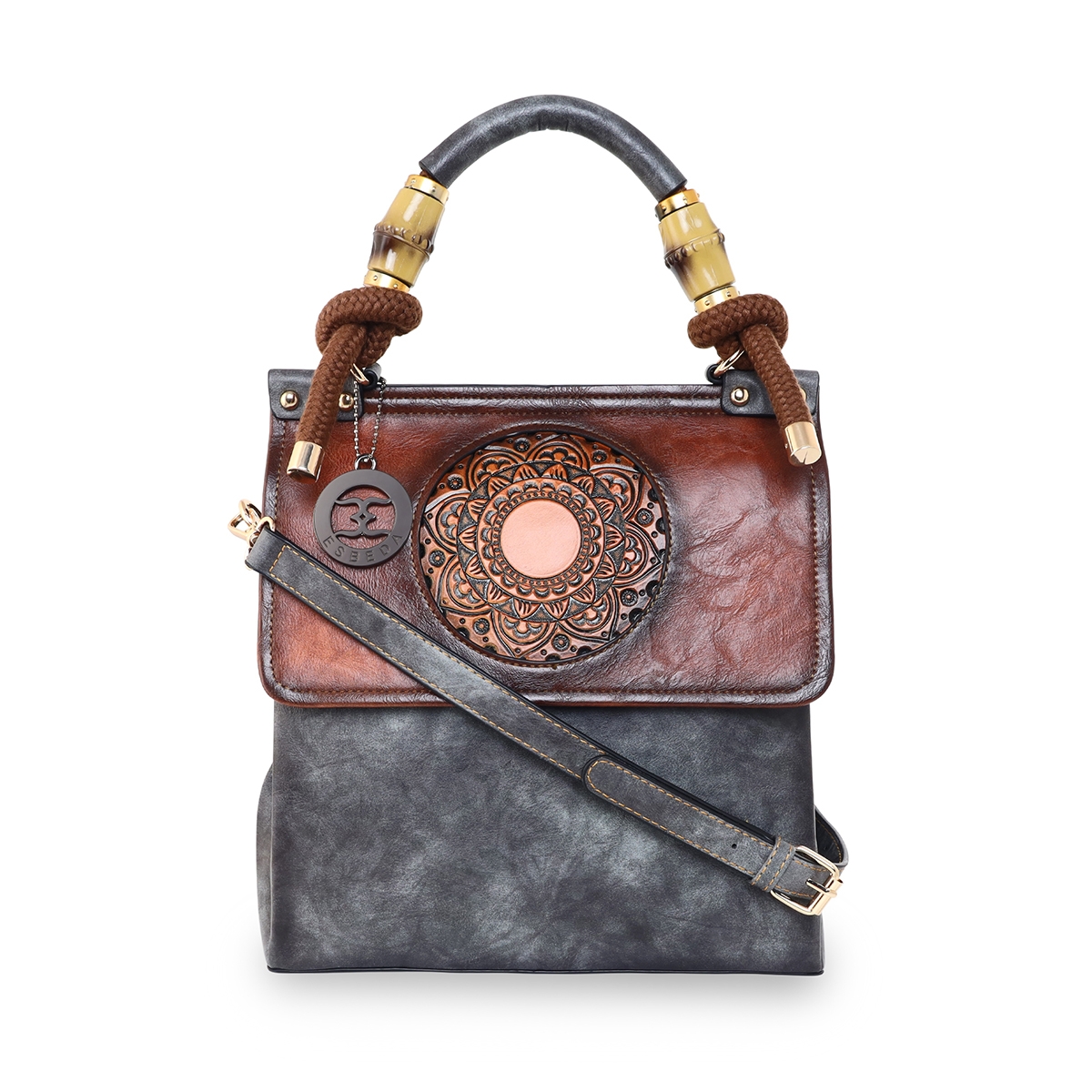 ESBEDA | ESBEDA Grey Color Vintage Embossed Graphic Handbag For Women