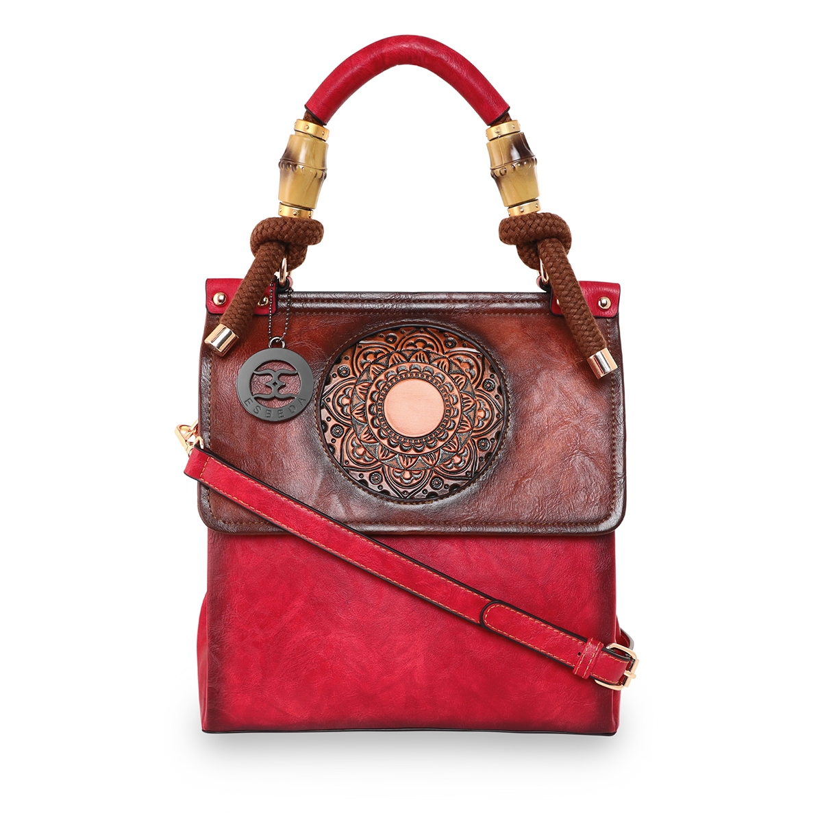ESBEDA | ESBEDA Red Color Vintage Embossed Graphic Handbag For Women